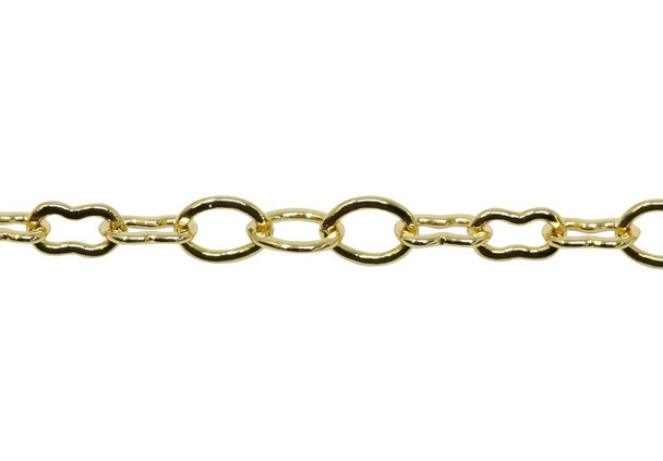 Gold Plated 5x3mm Peanut Link Chain - Sold By 6 inches