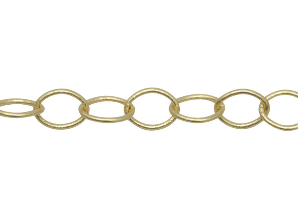 Satin Hamilton Gold 6x5mm Oval Cable Chain - Sold By 6 inches