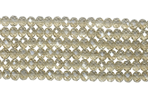 Glass Crystal Polished 9x7mm Faceted Rondelle - Transparent Champagne