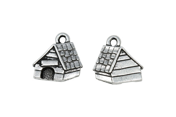 Silver Plated 15.2x15.2mm Dog House Charm
