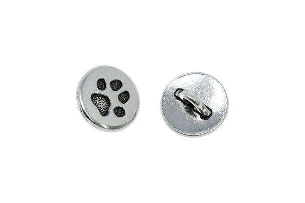 Silver Plated 12x12mm Small Paw Button