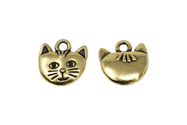 Gold Plated 13.9x14mm Whiskers Charm