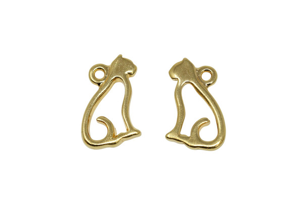 Open Cat Charm - Gold Plated