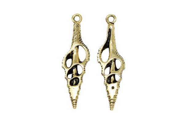 Gold Plated 15.9x54mm Cut Spindle Pendant