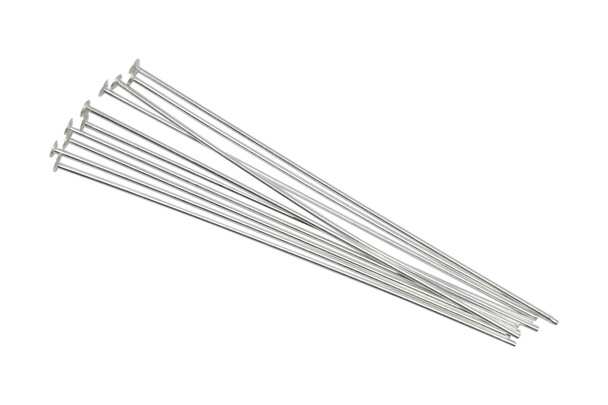 Sterling Silver 2" Long 22 Gauge Head Pins - 10 Pieces