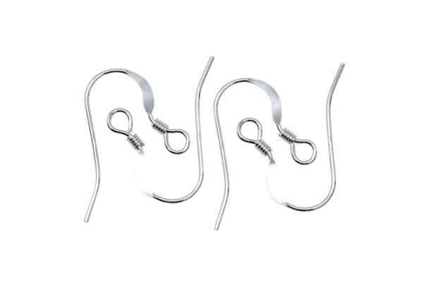 Sterling Silver Flat Ear Wires with Coil - 2 Pair