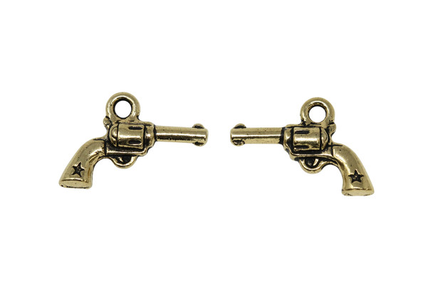 Gold Plated 14x19.5mm Six Shooter Charm