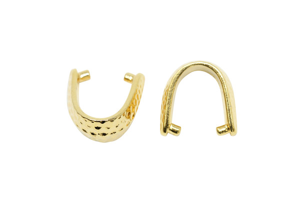 Small Hammertone Pinch Bail - Gold Plated