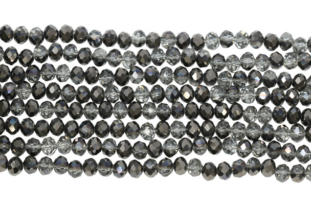 Glass Crystal Polished 8x6mm Faceted Rondelle - Half Dark Bronze Plated