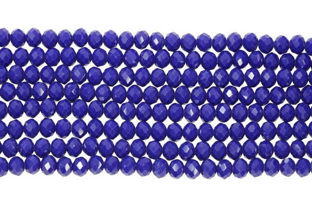 Glass Crystal Polished 8x6mm Faceted Rondelle - Opaque Royal Blue