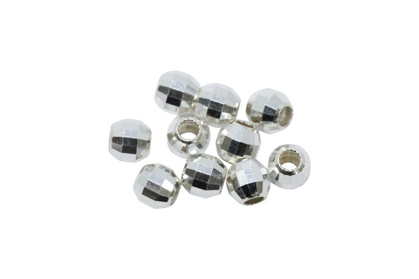 Sterling Silver Polished 3mm Mirror Beads - 10 Pieces