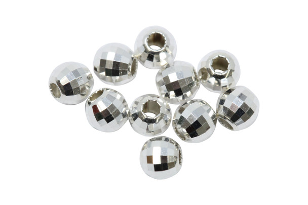 Sterling Silver Polished 4mm Mirror Beads - 10 Pieces