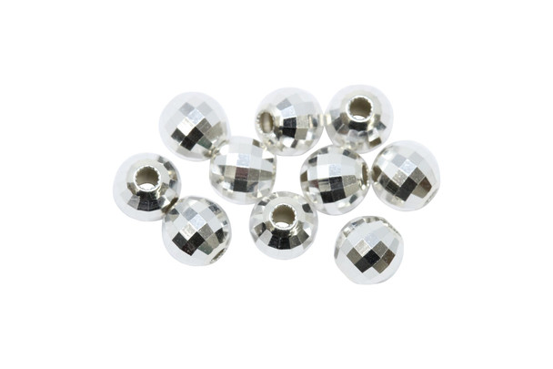 Sterling Silver Polished 5mm Mirror Beads - 10 Pieces
