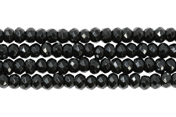 Black Onyx A Grade Polished 4x6mm Faceted Rondelle