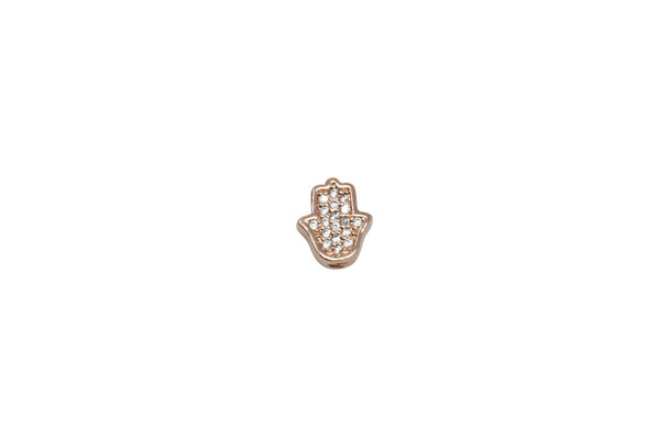 Rose Gold Plated Micro Pave 8x9mm Hamsa Hand Bead