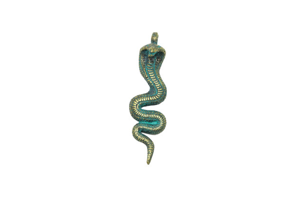 Green Patina Antique Brass Plated Alloy 12x50mm Cobra Pendant