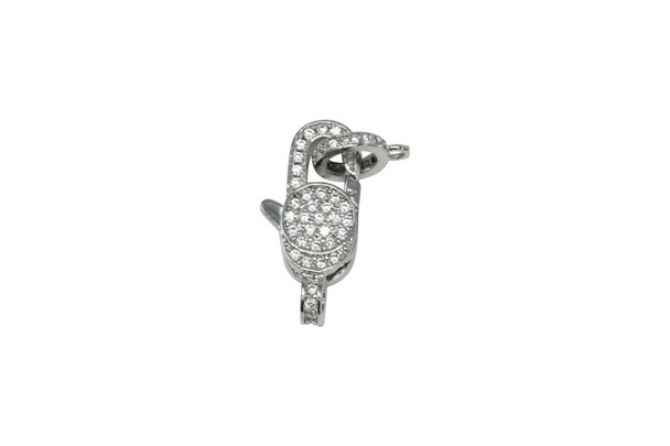 Silver 20x10mm Micro Pave Lobster Clasp