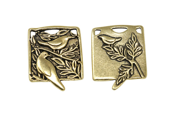 Botanical Birds Pendant - Gold Plated