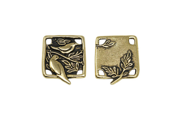 Gold Plated 18.5x21mm Botanical Bird Link
