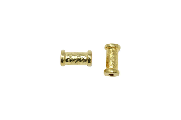 Hammered Tube Bead- Gold Plated