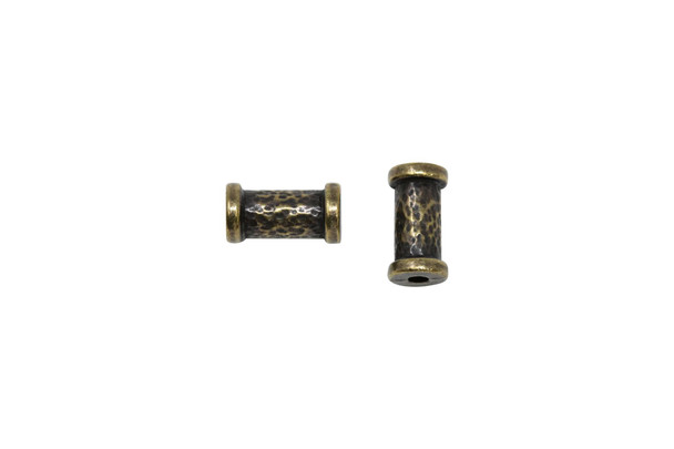 Hammered Tube Bead- Brass Plated