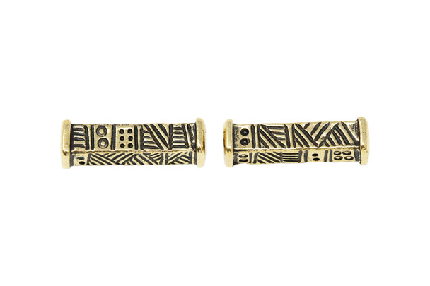 Gold Plated 4.3x15.6mm Woven Long Bead