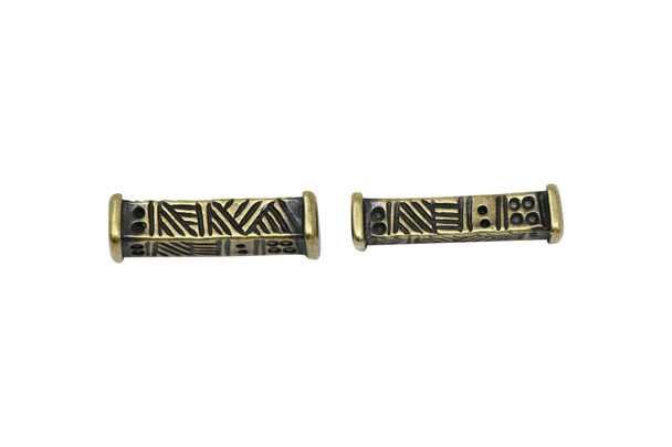 Brass Plated 4.3x15.6mm Woven Long Bead