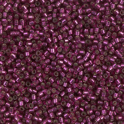 Delicas Size 11 Miyuki Seed Beads -- 1342 Dyed Dark Rose Silver Lined