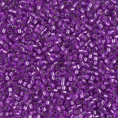 Delicas Size 11 Miyuki Seed Beads -- 1345 Dyed Bright Violet Silver Lined
