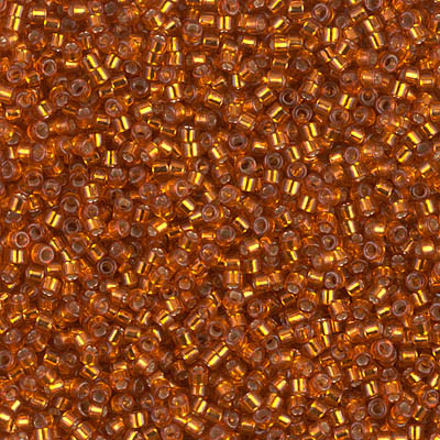 Delicas Size 11 Miyuki Seed Beads -- 1333 Dyed Orange Silver Lined