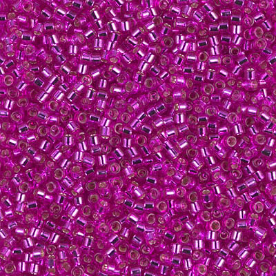 Delicas Size 11 Miyuki Seed Beads -- 1340 Dyed Bright Fuchsia Silver Lined