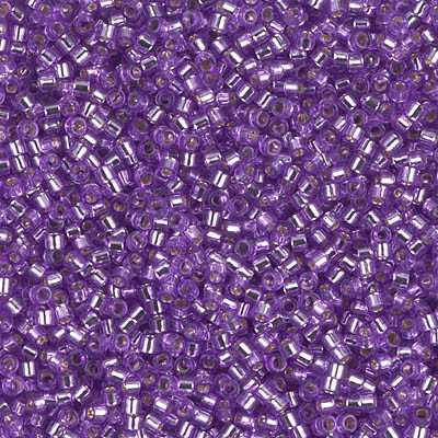 Delicas Size 11 Miyuki Seed Beads -- 1343 Dyed Bright Lavender Silver Lined