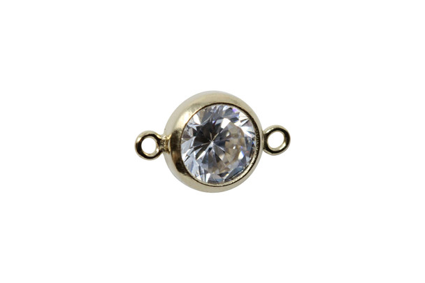 Cubic Zirconia AAA 6mm Bezel Connector - 14K Gold Filled
