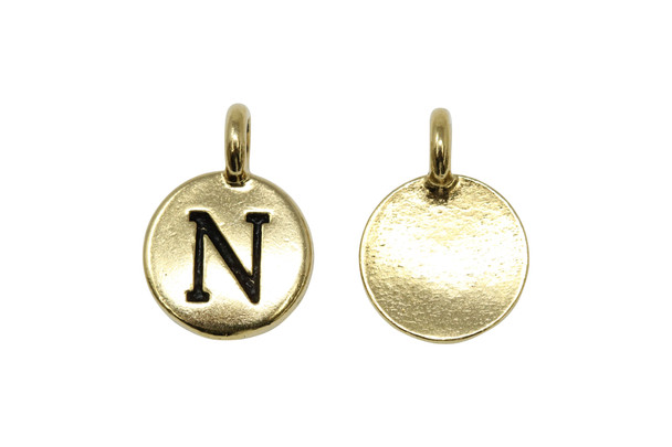 Gold Plated 11.6x16.6mm N Alphabet Charm