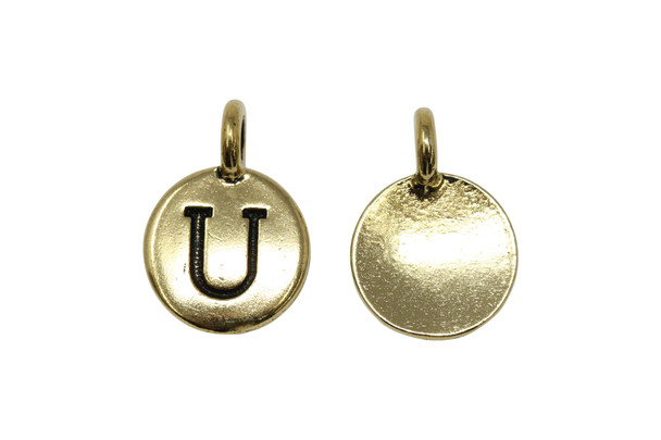Gold Plated 11.6x16.6mm U Alphabet Charm