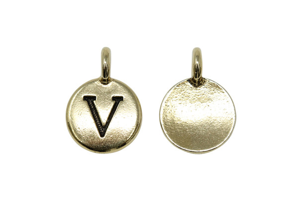 Gold Plated 11.6x16.6mm V Alphabet Charm