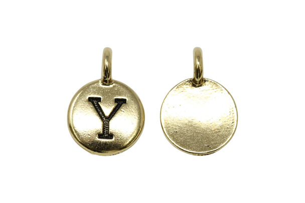 Gold Plated 11.6x16.6mm Y Alphabet Charm