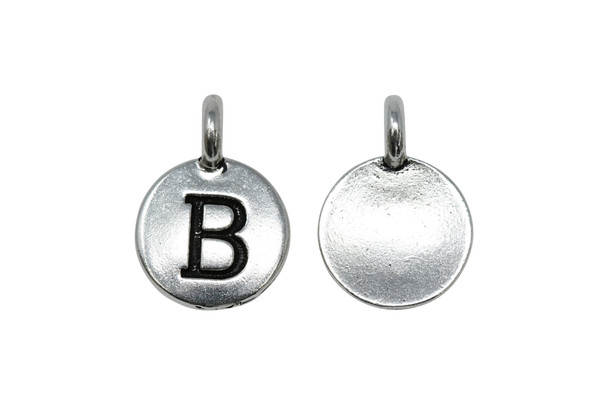 Silver Plated 11.6x16.6mm B Alphabet Charm