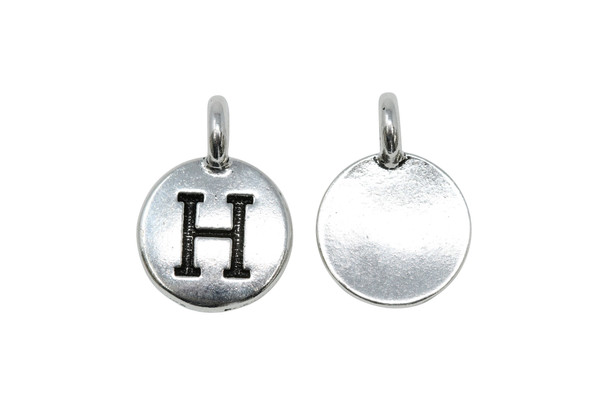Silver Plated 11.6x16.6mm H Alphabet Charm