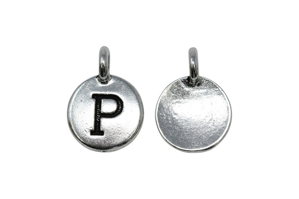 Silver Plated 11.6x16.6mm P Alphabet Charm