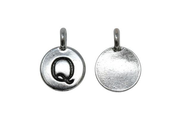Silver Plated 11.6x16.6mm Q Alphabet Charm