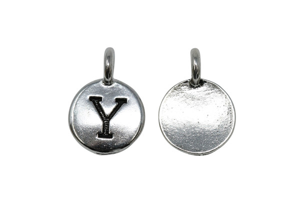 Silver Plated 11.6x16.6mm Y Alphabet Charm