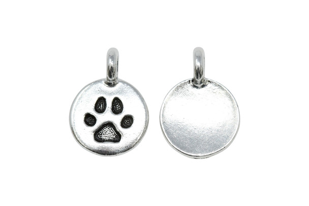 Silver Plated 11.6x16.6mm Paw Charm