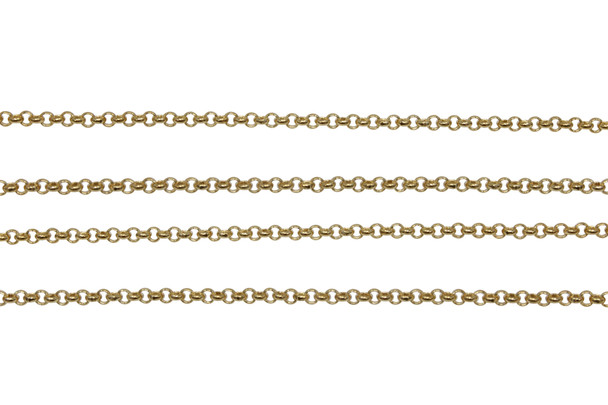 Gold 2mm Rolo Chain - Sold By 6 Inches