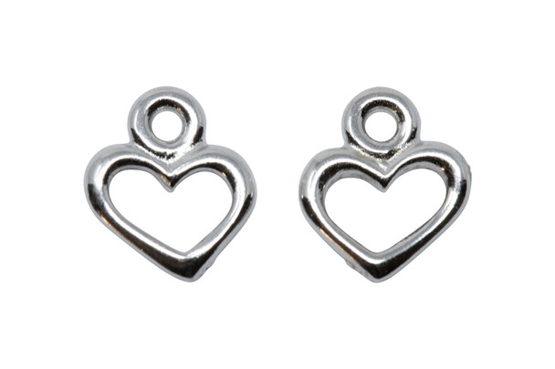 Open Heart Charm - White Bronze Plated
