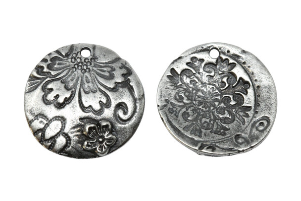 Antique Pewter 21.5x21.7mm Flora Charm