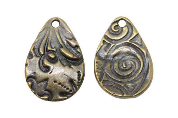 Antique Brass Plated 13.7x19.7mm Flora Large Teardrop Charm