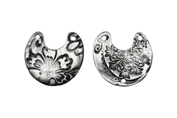 Flora Crescent Link - Antique Pewter