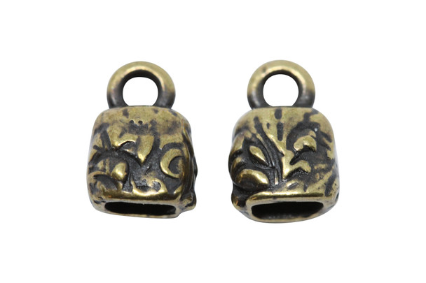 Jardin Crimp End Cap - Antique Brass