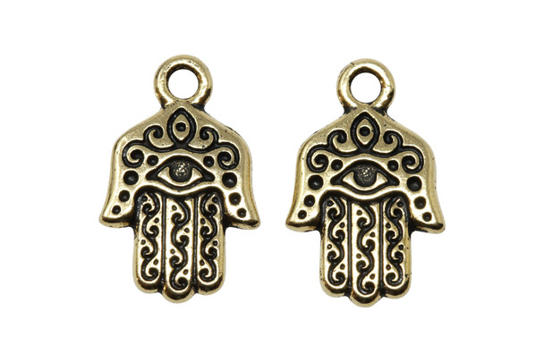 Gold Plated 13.25x20.75mm Small Hamsa Charm